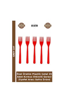 Özel Üretim Plastik Çatal 25 Adet Kırmızı Etkinlik Gereci Ziyafet Aracı Sofra Ürünü