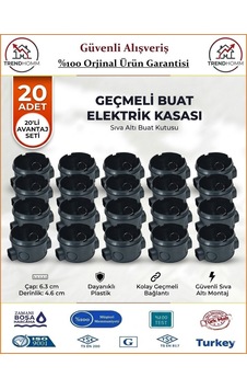 Trendhomm Geçmeli Anahtar Priz Kasası - Sıva Altı - Siyah - 20 Adet Trendhomm Geçmeli Anahtar Priz Kasası - Sıva Altı - Siyah - 20 Adet