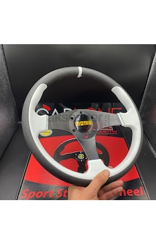 Momo Spor Direksiyon 32cm Beyaz Detaylı- Yarış Spor Direksiyonu Momo Spor Direksiyon 32cm Beyaz Detaylı- Yarış Spor Direksiyonu