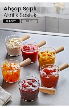 Kitchen Life 6 lı Ahşap Saplı Mika Reçellik Sosluk Sofra Sunum Kahvaltı Seti - 82 ML Şeffaf Kitchen Life 6 lı Ahşap Saplı Mika Reçellik Sosluk Sofra Sunum Kahvaltı Seti - 82 ML Şeffaf