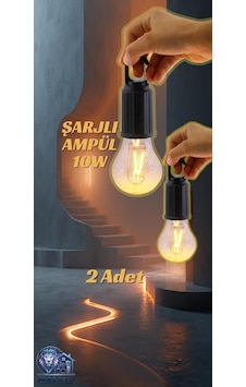 Volemi V-012 Taşınabilir Şarjlı Kamp Bahçe Kullanımlı Askılı Led Ampül 2 Adet 2 Adet