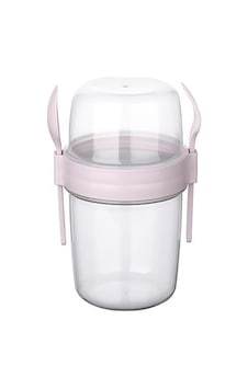 1100 Ml Çift Hazneli Çatal Kaşıklı Müsli Yulaf Diyet Atıştırmalık Yemek Taşıma Saklama Kabı - Pembe 1100 Ml Çift Hazneli Çatal Kaşıklı Müsli Yulaf Diyet Atıştırmalık Yemek Taşıma Saklama Kabı - Pembe