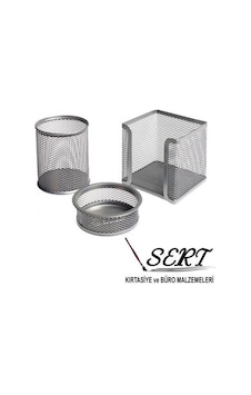 Metal Kalemlik 3lü Set Gri Perfore Metal Kalemlik 3lü Set Gri Perfore