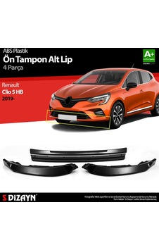 Renault Clio Uyumlu 5 Hatchback Abs Plastik Ön Tampon Alt Lip Siyah Ekli 4 Parça. 2019 Üzeri A+kalite Parça