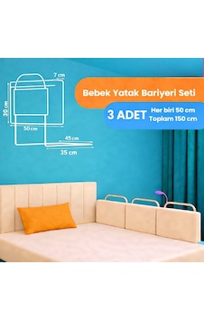 Yatella Yeni Nesil Yatak Bariyeri 50 X 30 Cm Bej 3 Adet - Telalı Yatella Yeni Nesil Yatak Bariyeri 50 X 30 Cm Bej 3 Adet - Telalı