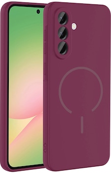 Samsung Uyumlu Galaxy A56 Kılıf M-safe Şarj Özellikli Zore Meta Kapak Mürdüm