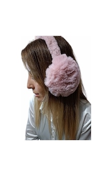 Katlanabilir Peluş Tüylü Kulaklık Taç - Pembe