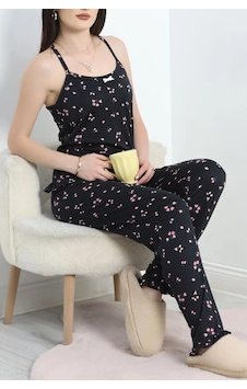 Seka Store Seka Milan Kumaş İp Askılı Pijama Takımı Siyahpembe - 50597.1857. Çok Renkli