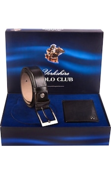 Polo Club 869 Deri Cüzdan Kemer 2'li Damatlık Çeyizlik Set Takım Siyah