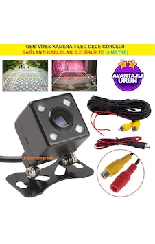 Geri Vites Kamera Bağlantı Kabloları İle Birlikte + 4 Led Gece Görüşlü