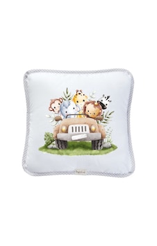 Safari Desenli Slikon Elyaf Dolgulu Bebek Kırlenti 40x40cm Bebek Kırlenti Beyaz