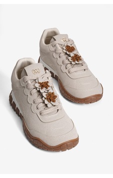 Mubiano Kadın Süet Sneaker Çiçek Aksesuarlı Günlük Spor Ayakkabı Nira Bej Mubiano Kadın Süet Sneaker Çiçek Aksesuarlı Günlük Spor Ayakkabı Nira Bej