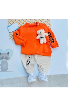 Bilge Trend Oyuncak Ayıcıklı Kız Bebek Çocuk Alt Üst Takım - Turuncu