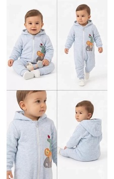 Veraura Lifestyle 3/12 Ay Nakışlı Kapşonlu Bebek Tulumu mavi Veraura Lifestyle 3/12 Ay Nakışlı Kapşonlu Bebek Tulumu mavi