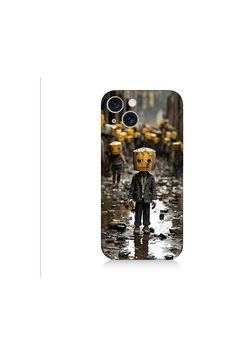 Apple Uyumlu iPhone 15 Plus Karton Kafalar Desenli Silikon Kılıf Silikon