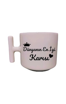 Dünyanın En Iyi Karısı Sevgili-eş-kardeş Sevgililer Günü Özel Tasarım El Yapımı T Kulplu Fincan Beyaz Dünyanın En Iyi Karısı Sevgili-eş-kardeş Sevgililer Günü Özel Tasarım El Yapımı T Kulplu Fincan Beyaz
