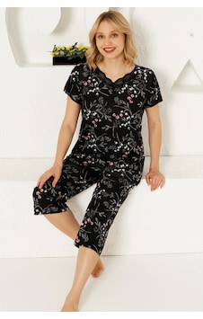 Alimer Kadın Siyah Dantelli V Yaka Bermuda Pijama Takım Edy2707s Siyah Alimer Kadın Siyah Dantelli V Yaka Bermuda Pijama Takım Edy2707s Siyah
