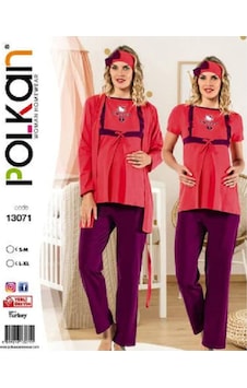 Polkan Pijama Polkan 13071 Hamile Pijama 3 Lü Pijama Takım