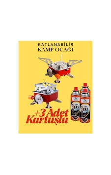 Portatif Kamp Ocağı - Tek Gözlü Manyetolu Piknik Ocağı - Kartuşlu Mini Ocak - Kırmızı +3 Kartuşlu Kırmızı Kırmızı
