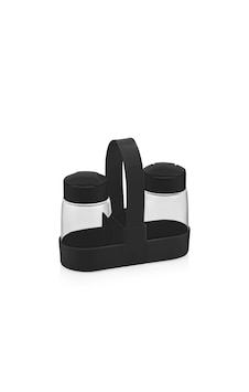 Standlı Tuzluk Seti 2 X 100 Cc Cam Tuzluk Siyah
