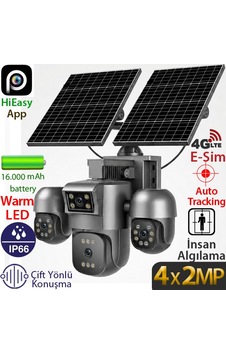 Trk-lınk Rs-5604 Siyah 4x2mp 4g Dış Mekan Güneş Enerjili Pt Güvenlik Kamerası - 4 Lensli, Renkli Trk-lınk Rs-5604 Siyah 4x2mp 4g Dış Mekan Güneş Enerjili Pt Güvenlik Kamerası - 4 Lensli, Renkli