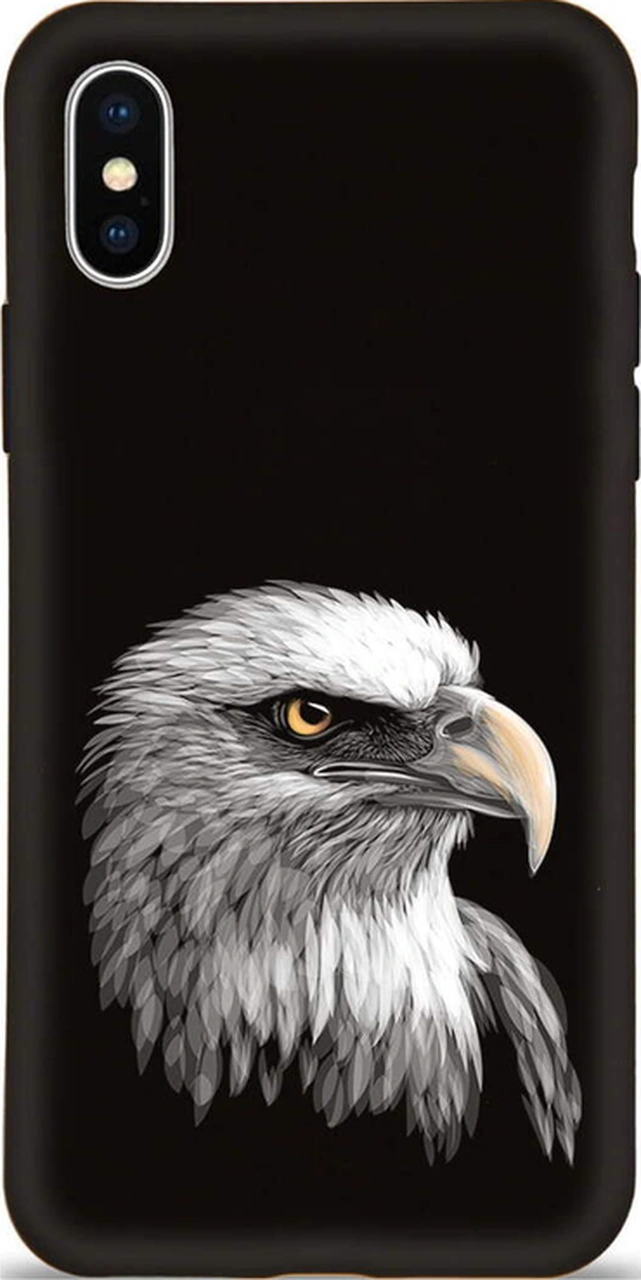 Apple Uyumlu iPhone X İle Kartal 0214c Tasarımlı Siyah Lansman Kılıf Çok Renkli