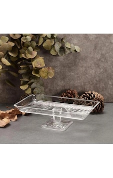 Esonez 950008 Madlen Ayaklı Dikdörtgen Cam Servis Tabağı 17,5 X 28,8 X 21,1 Cm Şeffaf