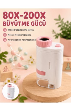 Tek Eğitici Taşınabilir Mikroskop Ayarlanabilir Focus, Led Işık Ve 80x-200x Yakınlaştırma Najmaddin Tek Eğitici Taşınabilir Mikroskop Ayarlanabilir Focus, Led Işık Ve 80x-200x Yakınlaştırma Najmaddin