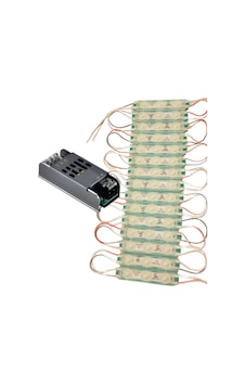 20 Adet 12 Volt 1.5 Watt 3 Lensli Yeşil 2835 Smd Led Modül Ip65 Modül 5a Trafo Set Yeşil