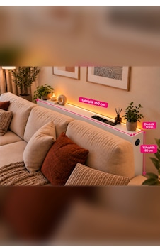 1. Sınıf Beyaz Mdf Auratech Led Li Koltuk Arkası Dresuar Prizli Şarjlı Raf Konsol 150x80x12 1. Sınıf Beyaz Mdf Auratech Led Li Koltuk Arkası Dresuar Prizli Şarjlı Raf Konsol 150x80x12