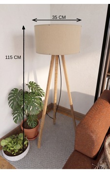 3 Ayaklı Tripod Lambader Bej Kumaş Başlık Diğer 3 Ayaklı Tripod Lambader Bej Kumaş Başlık Diğer