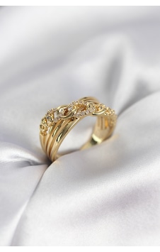Gold Renk Zirkon Taşlı Zincir Model Kadın Yüzük Diğer Gold Renk Zirkon Taşlı Zincir Model Kadın Yüzük Diğer