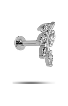925 Ayar Gümüş Rodyumlu Minimal Zeytin Dalı Tragus Piercing Küpe 925 Ayar Gümüş Rodyumlu Minimal Zeytin Dalı Tragus Piercing Küpe