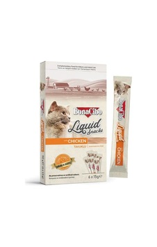 Bonacibo Tavuklu Atıştırmalık Kedi Sıvı Ödülü 3'lü 6 x 15 G