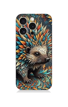 Apple Uyumlu iPhone 15 Pro Max Renkli Kirpi Desenli Silikon Kılıf Silikon Apple Uyumlu iPhone 15 Pro Max Renkli Kirpi Desenli Silikon Kılıf Silikon
