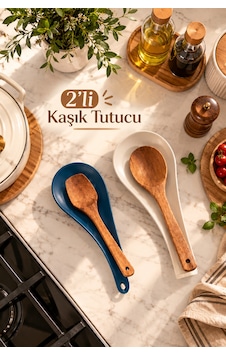 Porsima Sc-4017 Krem-mavi Wow 2'li Kaşık Tutucu Ve Kepçe Altlığı Porsima Sc-4017 Krem-mavi Wow 2'li Kaşık Tutucu Ve Kepçe Altlığı