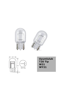 T20 W21 Tip 5w Tek Duylu Halojen Ampul 12v 2 Adet T20 W21 Tip 5w Tek Duylu Halojen Ampul 12v 2 Adet