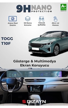 S-dizayn Togg T10f 9h Nano Gösterge & Multimedya Ekran Koruyucu 2'li Set Parlak 2025 Üzeri A+ Kali