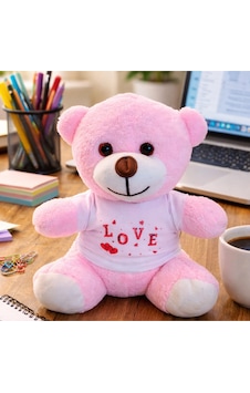 Love Tişörtlü Pembe Peluş Ayıcık Çok Renkli Love Tişörtlü Pembe Peluş Ayıcık Çok Renkli
