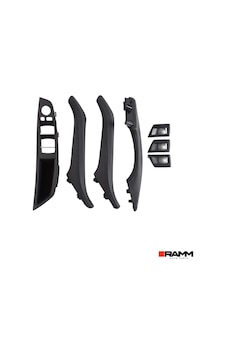 Bmw 5 Serisi F10 2010-2016 Kapı Kolu Kaplaması + Cam Açma Düğmesi Seti - Siyah