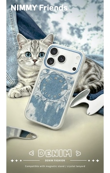 İphone 18 Pro Max / 17 Pro Max Uyumlu Magsafe Kılıf Gerçek Kot Kaplamalı Metal Tuşlu - Gri İphone 18 Pro Max / 17 Pro Max Uyumlu Magsafe Kılıf Gerçek Kot Kaplamalı Metal Tuşlu - Gri