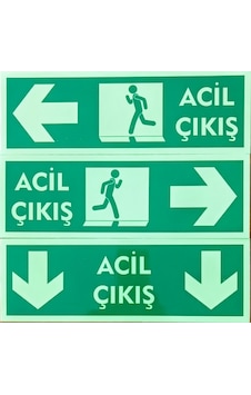 Fotolümenli Acil Çıkışlar 3 Adet Sağ Ok Sol Ok Aşağı Ok