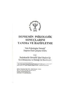 Depremin Psikolojik Sorunlarını Tanıma Ve Hafifletme - Türk Psikologlar Derneği Deprem Özel Çalışma Grubu