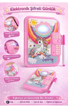 Elektronik Şifreli Günlük Ve Eğitici Tablet Eğlence Güvenlik Ve Öğrenme Bir Arada - Pembe
