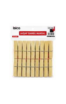 20pcs Büyük Ahşap Bambu Mandal 5468 Renkli