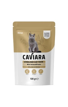 Caviara Pouch Sos İçinde Et Parçacıklı Somon Ve Alabalıklı Kısırlaştırılmış Yetişkin Kedi Konservesi 100 Gr Caviara Pouch Sos İçinde Et Parçacıklı Somon Ve Alabalıklı Kısırlaştırılmış Yetişkin Kedi Konservesi 100 Gr