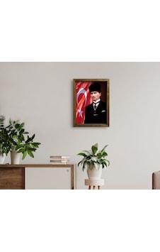 Bk Home Atatürk Tasarımlı Doğal Masif Ahşap Çerçeveli Tablo 45X65 (551057722)