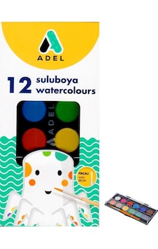 Adel Sulu Boya 12 Renk Orta Boy Fırçalı Adel Sulu Boya 12 Renk Orta Boy Fırçalı