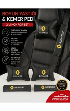 Renault Sarı Deri Yastık Ve Kemer Pedi Oto Boyun Yastığı Güvenli Sürüş Deri Konfor Renault Sarı Deri Yastık Ve Kemer Pedi Oto Boyun Yastığı Güvenli Sürüş Deri Konfor
