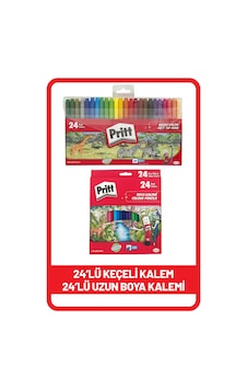 Pritt Keçeli Kalem 24'lü + Uzun Kuru Boya Kalemi 24'lü Pritt Keçeli Kalem 24'lü + Uzun Kuru Boya Kalemi 24'lü